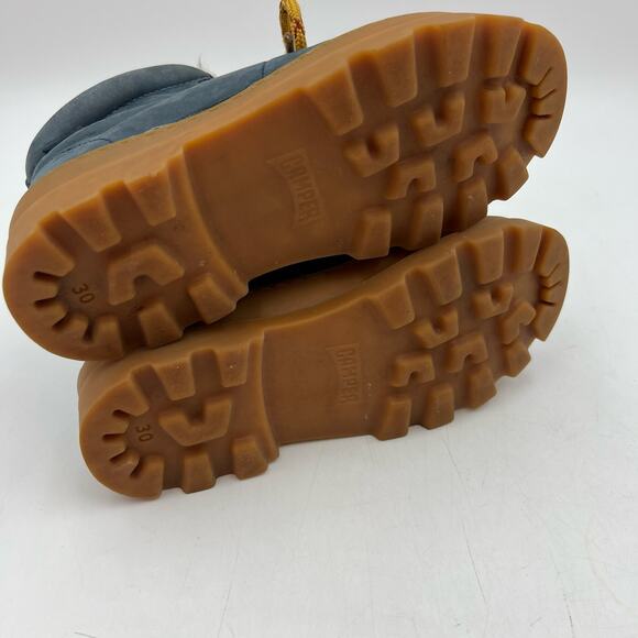 Camper Brutus Navy Blue Leather & Nubuck Ankle Boots Lug Sole - Picture 7 of 9